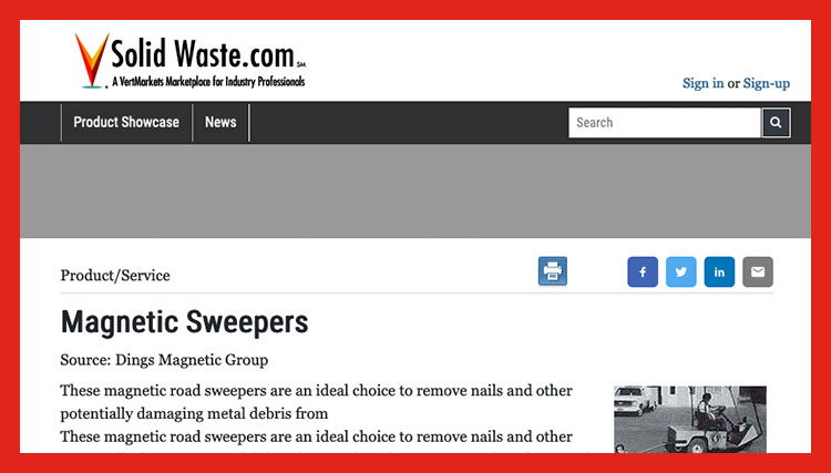Dings Magnetic Sweeper News Article