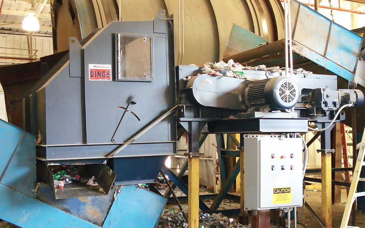 Eddy current separator installed in recycling plant
